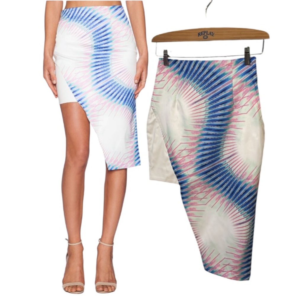 Premonition Pink and Blue Asymmetrical Skirt Size Small 4
